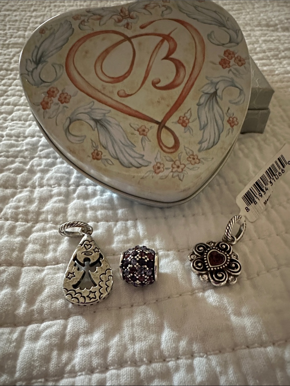 Brighton Silver-tone Charm Trio with Red Accent and Purple Pave Bead